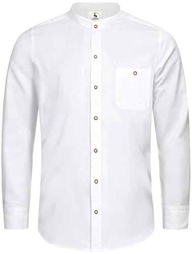 KOSMEEU Trachtenhemd Herren Oktoberfest Hemd Outfit Tracht Kariertes Hemd Weiß Trachtenhemden Freizeithemd Langarm Karohemd Baumwolle XXL von KOSMEEU