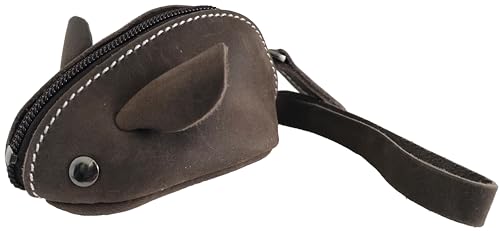 Kleingeldbörse Maus aus Leder Geldbeutel Mini Münzbörse Münzbeutel Schlüsseltasche Coin Purse kleingeld Portemonnaie (dunkel braun 1pcs) von KOSSJAA