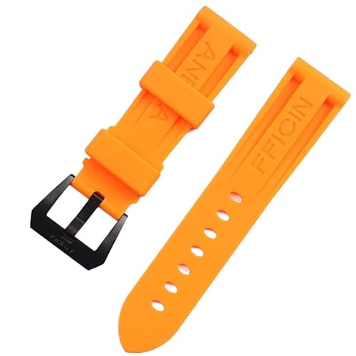 KOSSMA Gummi-Uhrenarmband für Panerai-Uhrenarmband, wasserdicht, 22, 24, 26 mm, Schwarz / Orange, 24 mm, Achat von KOSSMA