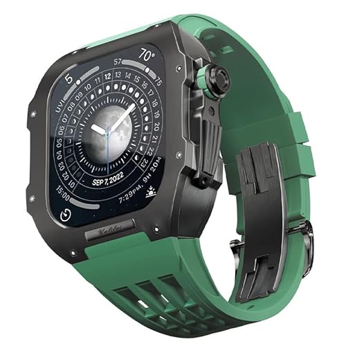 KOSSMA Uhren-Modifikationsset für Apple Watch 6, 5, 4, SE, 44 mm, Titangehäuse + Viton-Armband, Luxus-Hülle und Armband-Modifikationsset, 44MM, Achat von KOSSMA