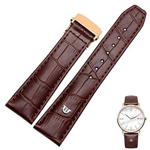 KOSSMA Uhrenarmband aus echtem Leder für Maurice Lacroix Uhrenarmband, 20 mm, 22 mm, mit Faltschließe, Schwarz / Braun, 22 mm, Achat von KOSSMA