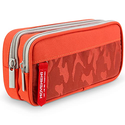 KOSTACHI Camouflage Federmäppchen für Jungen, Multifunktionale Mäppchen Jungs Mäppchen Teenager mit 3 Fächer Große Kapazität, Federtasche für Schule & Büro, Orange von KOSTACHI