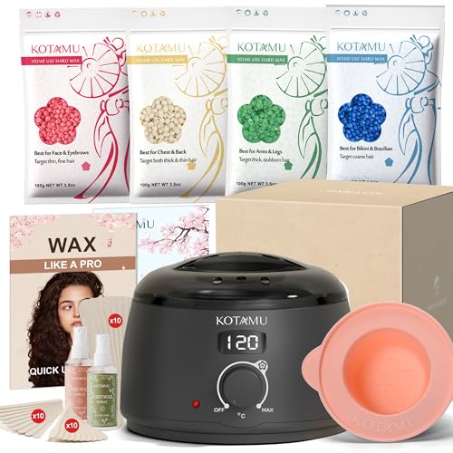 KOTAMU Waxing Set, Professionelles Digitales Wachswärmer, Silikonschale, 400g Wax, Wachs Haarentfernung Maschine für Augenbrauen, Wachswärmer für Den Heimsalon für Frauen und Männer von KOTAMU