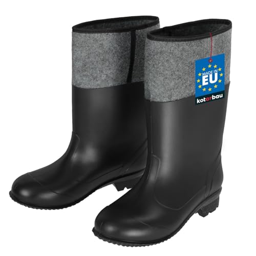 KOTARBAU Gummistiefel EUR 45 Filzstiefel Unisex Arbeitsstiefel Arbeitsschuhe Gummischuhe Wasserfest Winterstiefel Feldstiefel Berufsstiefel Regenstiefel von KOTARBAU