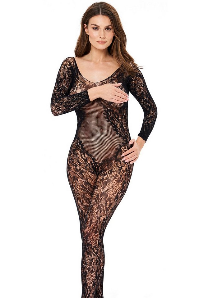 KOTEK Bodystocking Bodystocking in schwarz Catsuit aus Netz langarm 20 DEN (1 St) von KOTEK