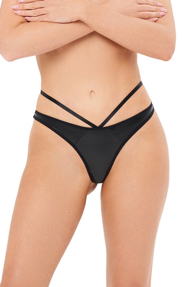 KOTEK String String Blackelia schwarz Kunstleder Wetlook (einzel, 1-St) von KOTEK
