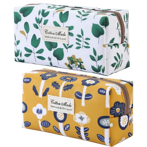 KOTORA Make-up-Taschen-Set mit Blumenmuster, niedlicher PU-Reise-Kulturbeutel für Damen, wasserdichte Cartoon-Kosmetiktasche für Damen, kleiner Make-up-Organizer, Patch-Organizer-Tasche für Damen und von KOTORA