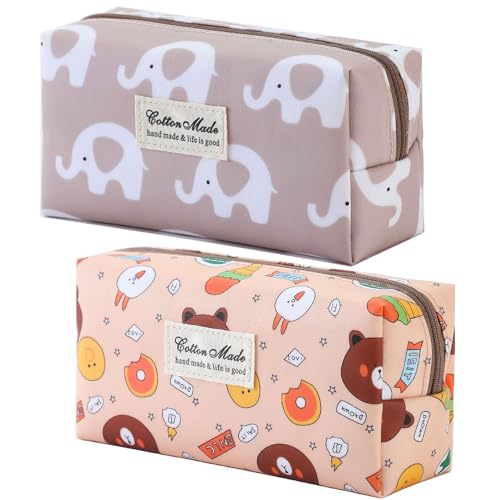 KOTORA Make-up-Taschen-Set mit Blumenmuster, niedlicher PU-Reise-Kulturbeutel für Damen, wasserdichte Cartoon-Kosmetiktasche für Damen, kleiner Make-up-Organizer, Patch-Organizer-Tasche für Damen und von KOTORA