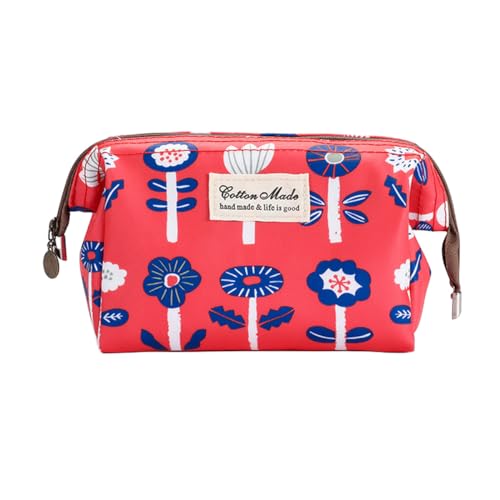 KOTORA Make-up-Taschen-Set mit Blumenmuster, niedlicher PU-Reise-Kulturbeutel für Damen, wasserdichte Cartoon-Kosmetiktasche für Damen, kleiner Make-up-Organizer, Patch-Organizer-Tasche für Damen und von KOTORA