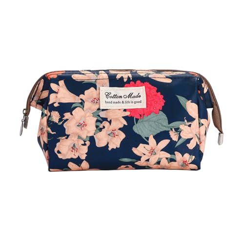 KOTORA Make-up-Taschen-Set mit Blumenmuster, niedlicher PU-Reise-Kulturbeutel für Damen, wasserdichte Cartoon-Kosmetiktasche für Damen, kleiner Make-up-Organizer, Patch-Organizer-Tasche für Damen und von KOTORA