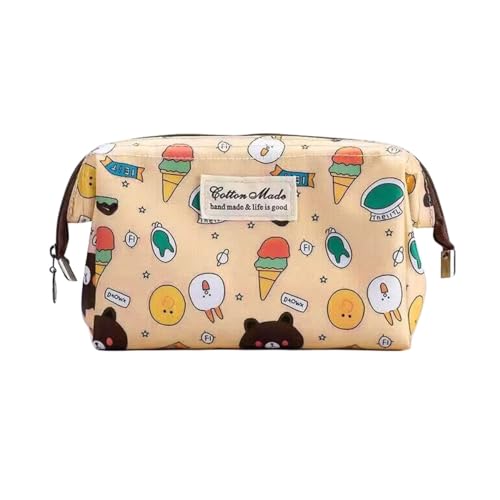 KOTORA Make-up-Taschen-Set mit Blumenmuster, niedlicher PU-Reise-Kulturbeutel für Damen, wasserdichte Cartoon-Kosmetiktasche für Damen, kleiner Make-up-Organizer, Patch-Organizer-Tasche für Damen und von KOTORA