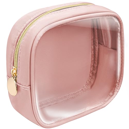 KOTORA Transparente Make-up-Tasche, Kosmetiktasche, Mini-Beutel, Geldbörse, TSA-genehmigt, Kulturbeutel, Reißverschluss, Rosa, niedliche Beutel, Make-up, Reise-Kulturartikel, Autozubehör, Essentials von KOTORA