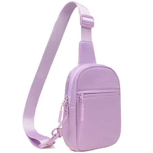 Kleine Sling Bag Fanny Packs für Damen Herren Trendy Modische Crossbody Gürteltasche mit verstellbaren Trägern, 01purple, Kausal von KOTORA