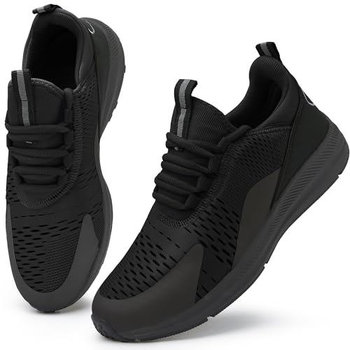 KOUDYEN Turnschuhe Herren Damen Laufschuhe Schnürer Turnschuhe Sportschuhe Atmungsaktiv Sneaker XZ489-Black-EU37 von KOUDYEN