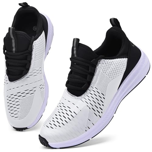 KOUDYEN Turnschuhe Herren Damen Laufschuhe Schnürer Turnschuhe Sportschuhe Atmungsaktiv Sneaker XZ489-BlackWhite-EU36 von KOUDYEN