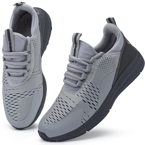 KOUDYEN Turnschuhe Herren Damen Laufschuhe Schnürer Turnschuhe Sportschuhe Atmungsaktiv Sneaker XZ489-Grey-EU36 von KOUDYEN