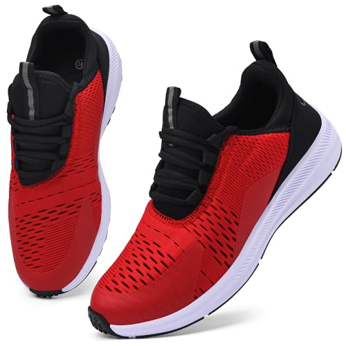 KOUDYEN Turnschuhe Herren Damen Laufschuhe Schnürer Turnschuhe Sportschuhe Atmungsaktiv Sneaker XZ489-Red-EU37 von KOUDYEN