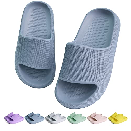 KOUECI Kids Cloud Slides Jungen Mädchen Duschpantoffeln Slip on Slide Sandalen rutschfeste Sommer Strand Pool Schuhe, Blau, 28 EU von KOUECI