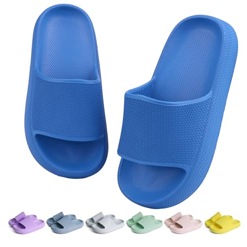 KOUECI Kids Cloud Slides Jungen Mädchen Duschpantoffeln Slip on Slide Sandalen rutschfeste Sommer Strand Pool Schuhe, Dunkelblau, 1 Little Kid von KOUECI