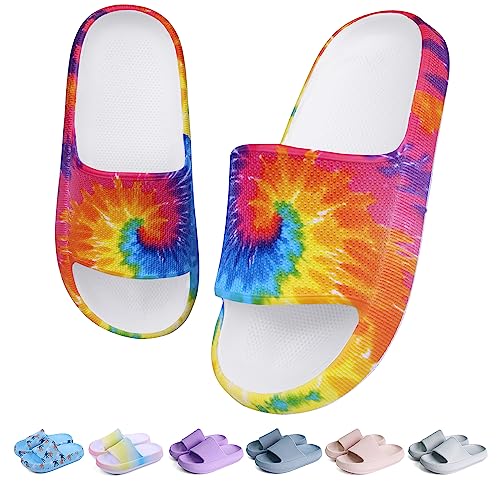 KOUECI Kids Cloud Slides Jungen Mädchen Duschpantoffeln Slip on Slide Sandalen rutschfeste Sommer Strand Pool Schuhe, Ligaturfärbung, 2 Little Kid von KOUECI