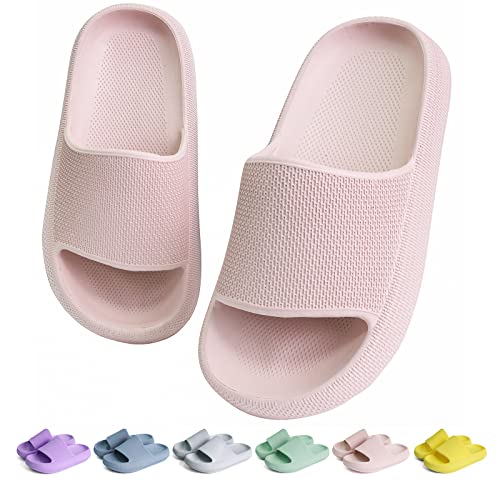 KOUECI Kids Cloud Slides Jungen Mädchen Duschpantoffeln Slip on Slide Sandalen rutschfeste Sommer Strand Pool Schuhe, Pink, 13 Little Kid von KOUECI