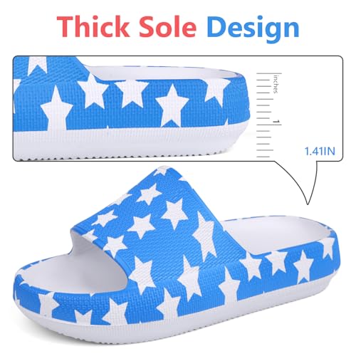 KOUECI Kids Cloud Slides Jungen Mädchen Duschpantoffeln Slip on Slide Sandalen rutschfeste Sommer Strand Pool Schuhe, Sternenstreifen, 6 Big Kid von KOUECI