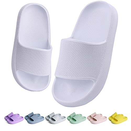 KOUECI Kids Cloud Slides Jungen Mädchen Duschpantoffeln Slip on Slide Sandalen rutschfeste Sommer Strand Pool Schuhe, Weiß, 2 Little Kid von KOUECI