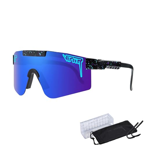 KOUGMCR P-V Polarisierte Sport-Sonnenbrille, UV400-Schutz, Fahrrad-Sonnenbrille für Herren und Damen, Modern, Wrap-Around, 100% Polykarbonat, 100% UVA- und UVB-Schutz von KOUGMCR