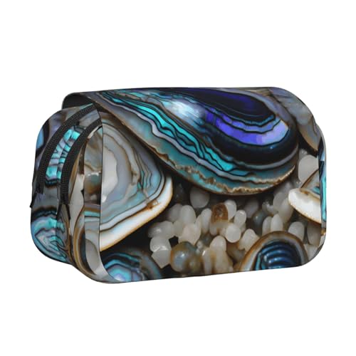 Abalone-Make-up-Kosmetiktasche mit Perlmutt-Aufdruck, Kawaii-Bleistift-Box, Gadget-Organizer-Tasche mit Reißverschluss von KOUUIP