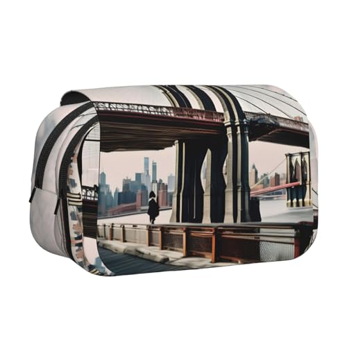 Brooklyn Bridge Make-up-Kosmetiktasche, Schreibwaren, Kawaii-Bleistift-Box, Gadget-Organizer, Tasche mit Reißverschluss Brooklyn Bridge Make-up-Kosmetiktasche, Schreibwaren, Kawaii-Bleistift-Box, Gadget-Organizer, Tasche mit Reißverschluss von KOUUIP