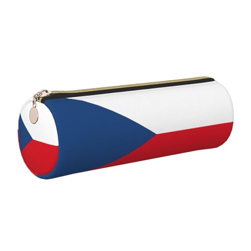 Federmäppchen mit Flagge der Tschechischen Republik, PU-Leder, kleines Federmäppchen, schlankes Design, Reißverschluss von KOUUIP