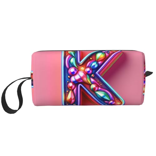 K Print Große Kapazität Reise Make-up Fall Organizer Make-up Tasche Tragbare Kosmetiktasche für Damen, Weiss/opulenter Garten, Einheitsgröße von KOUUIP