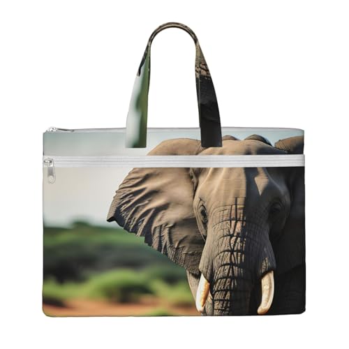 KOUUIP Afrikanische Elefanten-Dokumententasche aus Segeltuch mit Druck, 26,7 x 38,1 cm, 2 Reißverschlusstaschen, übersichtlich für Büroakten KOUUIP Afrikanische Elefanten-Dokumententasche aus Segeltuch mit Druck, 26,7 x 38,1 cm, 2 Reißverschlusstaschen, übersichtlich für Büroakten von KOUUIP