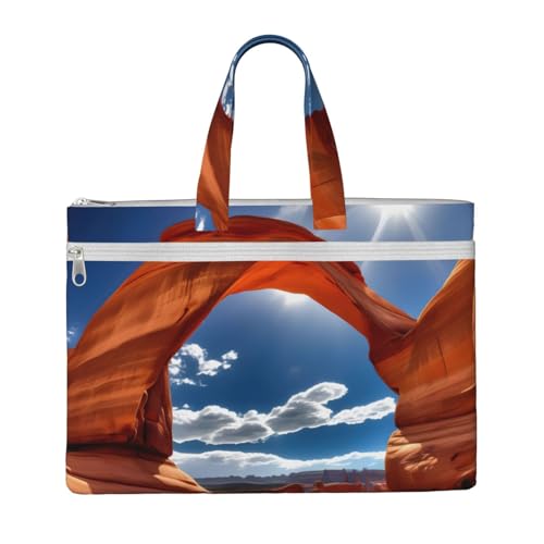 KOUUIP Arches National Park-Standard-Leinen-Dokumententasche mit Druck, 26,7 x 38,1 cm, 2 Reißverschlusstaschen, übersichtlich für Büroakten KOUUIP Arches National Park-Standard-Leinen-Dokumententasche mit Druck, 26,7 x 38,1 cm, 2 Reißverschlusstaschen, übersichtlich für Büroakten von KOUUIP