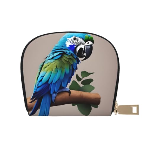 KOUUIP Blue Parrot Hugging 1 Druck Damen Kreditkartenetui Geldbörse Reißverschluss Leder Kartenetui Kartenhalter Uni für Männer und Frauen, Weiss/opulenter Garten, Einheitsgröße von KOUUIP