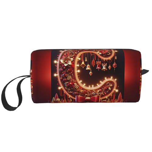 KOUUIP C Print Große Kapazität Reise Make-up Fall Organizer Make-up Tasche Tragbare Kosmetiktasche für Damen, Weiss/opulenter Garten, Einheitsgröße von KOUUIP