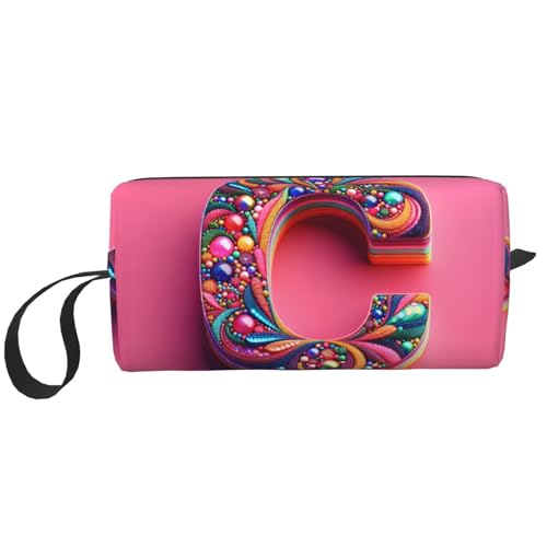 KOUUIP C Print Große Kapazität Reise Make-up Fall Organizer Make-up Tasche Tragbare Kosmetiktasche für Damen, Weiss/opulenter Garten, Einheitsgröße von KOUUIP