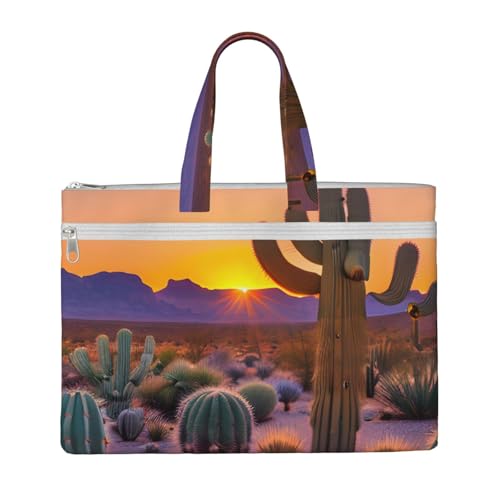 KOUUIP Cactus Desert Sunsets Canvas Dokumententasche mit Druck, 26,7 x 38,1 cm, 2 Reißverschlusstaschen, übersichtlich für Büroakten KOUUIP Cactus Desert Sunsets Canvas Dokumententasche mit Druck, 26,7 x 38,1 cm, 2 Reißverschlusstaschen, übersichtlich für Büroakten von KOUUIP