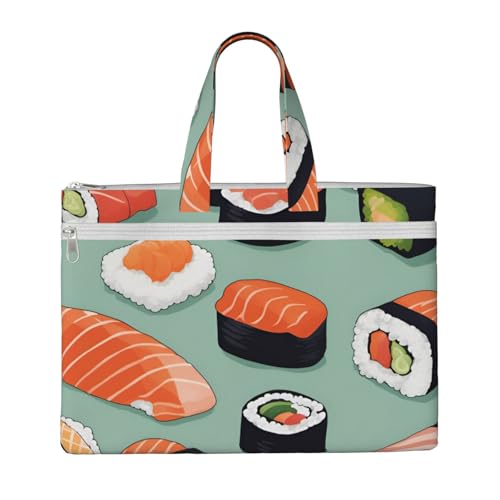 KOUUIP Delicious Sushi 1 Canvas-Dokumententasche mit Druck, 26,7 x 38,1 cm, 2 Reißverschlusstaschen, übersichtlich für Büroakten KOUUIP Delicious Sushi 1 Canvas-Dokumententasche mit Druck, 26,7 x 38,1 cm, 2 Reißverschlusstaschen, übersichtlich für Büroakten von KOUUIP