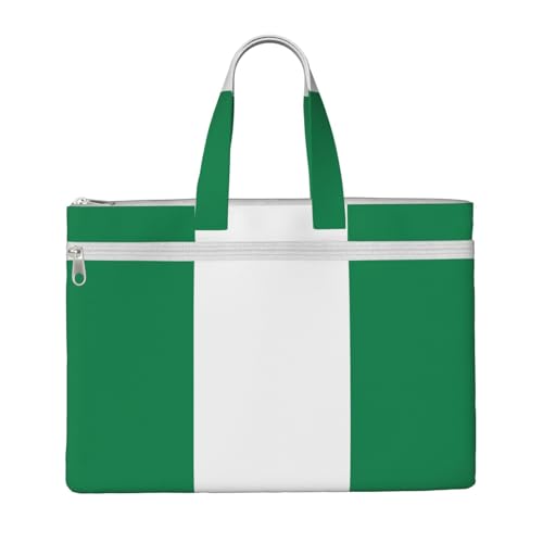 KOUUIP Dokumententasche aus Segeltuch mit Aufdruck "Flag of Nigeria", 26,7 x 38,1 cm, 2 Reißverschlusstaschen, übersichtlich für Büroakten KOUUIP Dokumententasche aus Segeltuch mit Aufdruck "Flag of Nigeria", 26,7 x 38,1 cm, 2 Reißverschlusstaschen, übersichtlich für Büroakten von KOUUIP