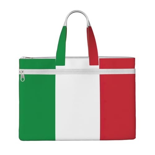 KOUUIP Dokumententasche aus Segeltuch mit italienischer Flagge, 26,7 x 38,1 cm, 2 Reißverschlusstaschen, übersichtlich für Büroakten KOUUIP Dokumententasche aus Segeltuch mit italienischer Flagge, 26,7 x 38,1 cm, 2 Reißverschlusstaschen, übersichtlich für Büroakten von KOUUIP