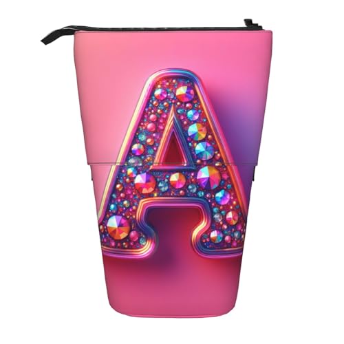 KOUUIP Ein bedrucktes Teleskop-Federmäppchen für Bleistifte, Stifte, Schreibwaren, einziehbare Tasche mit Standfunktion, Schwarz , one size von KOUUIP