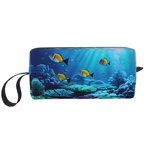 KOUUIP Kosmetiktasche für Damen, Motiv: ruhige Unterwasserlandschaft, großes Fassungsvermögen, Reise-Make-up-Organizer, Make-up-Tasche, tragbare Kosmetiktasche für Damen, Weiss/opulenter Garten KOUUIP Kosmetiktasche für Damen, Motiv: ruhige Unterwasserlandschaft, großes Fassungsvermögen, Reise-Make-up-Organizer, Make-up-Tasche, tragbare Kosmetiktasche für Damen, Weiss/opulenter Garten von KOUUIP