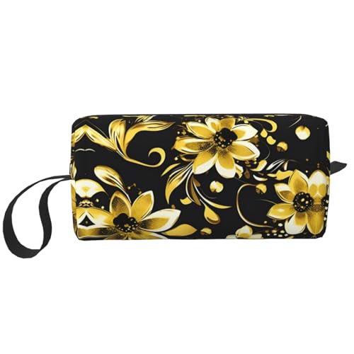 KOUUIP Kosmetiktasche mit Blumendruck, große Kapazität, Reise-Make-up-Tasche, Organizer, Make-up-Tasche, tragbare Kosmetiktasche für Damen, Schwarz und Gold, Weiss/opulenter Garten, Einheitsgröße KOUUIP Kosmetiktasche mit Blumendruck, große Kapazität, Reise-Make-up-Tasche, Organizer, Make-up-Tasche, tragbare Kosmetiktasche für Damen, Schwarz und Gold, Weiss/opulenter Garten, Einheitsgröße von KOUUIP
