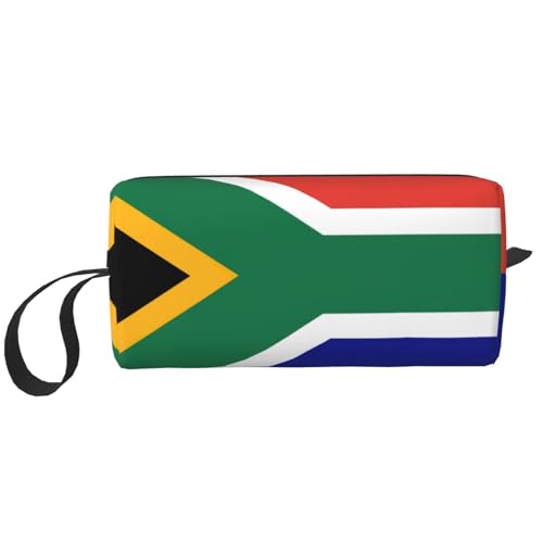 KOUUIP Kosmetiktasche mit südafrikanischem Flaggenaufdruck, großes Fassungsvermögen, Reise-Make-up-Tasche, Organizer, Make-up-Tasche, tragbare Kosmetiktasche für Damen, Weiss/opulenter Garten von KOUUIP