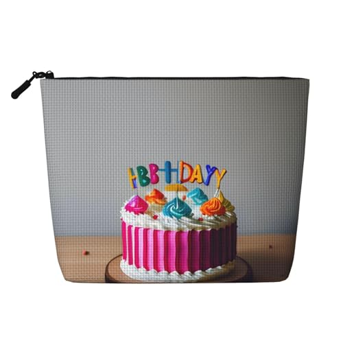 KOUUIP Kulturbeutel mit Aufdruck "Happy Birthday", niedlicher Reise-Kulturbeutel, Make-up-Tasche, Organizer, Reisegröße, Kulturbeutel für Damen, Schwarz, Einheitsgröße, Schwarz , Einheitsgröße KOUUIP Kulturbeutel mit Aufdruck "Happy Birthday", niedlicher Reise-Kulturbeutel, Make-up-Tasche, Organizer, Reisegröße, Kulturbeutel für Damen, Schwarz, Einheitsgröße, Schwarz , Einheitsgröße von KOUUIP