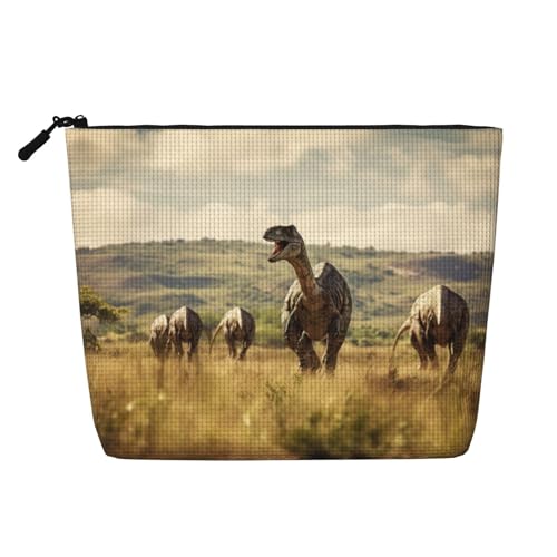KOUUIP Kulturbeutel mit Dinosaurier-Motiv, niedlicher Reise-Kulturbeutel, Make-up-Tasche, Organizer, Reisegröße, Kulturbeutel für Damen, Schwarz, Einheitsgröße, Schwarz , Einheitsgröße von KOUUIP