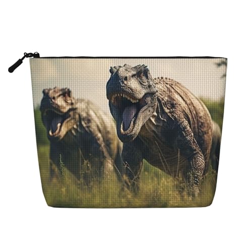 KOUUIP Kulturbeutel mit Dinosaurier-Motiv, niedlicher Reise-Kulturbeutel, Make-up-Tasche, Organizer, Reisegröße, Kulturbeutel für Damen, Schwarz, Einheitsgröße, Schwarz , Einheitsgröße von KOUUIP