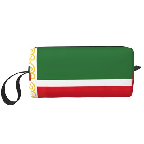 KOUUIP Make-up-Tasche mit Flagge der Tschetschenischen Republik, große Kapazität, Reise-Make-up-Tasche, tragbare Kosmetiktasche für Damen, Weiss/opulenter Garten, Einheitsgröße von KOUUIP