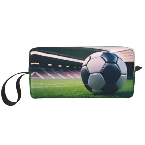 KOUUIP Make-up-Tasche mit Fußball-Aufdruck, großes Fassungsvermögen, Reise-Make-up-Tasche, tragbare Kosmetiktasche für Damen, Weiss/opulenter Garten, Einheitsgröße von KOUUIP